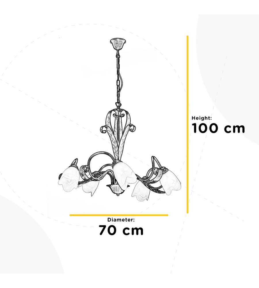 LAMPADARIO 5 LUCI ONLI "SONIA" BRONZO E14